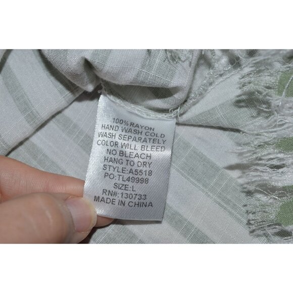 Umgee Green White Striped V Neck Roll Tab Sleeve Frayed Tunic Mini Dress Size L - Picture 5 of 6